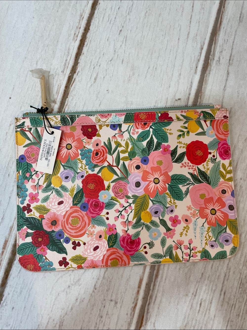 Rifle Paper Source Floral Pouch  Garden Party Clutch Makeup E-Reader Sleeve NEW